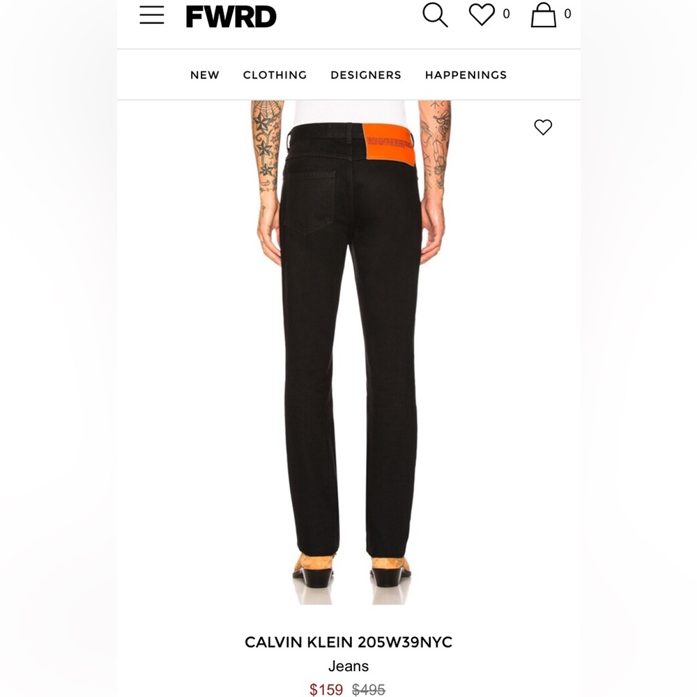 Calvin Klein 205W39NYC Black Denim Pant Size 31